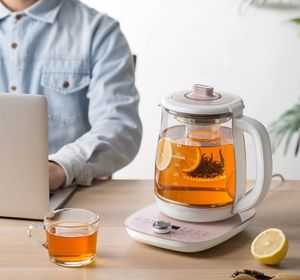 Electric Kettle Tea Maker with Infuser, Glass Kettle & Stew Pot, 16 Menus 1.8L, Pink