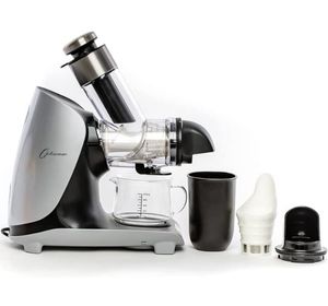 Optimum H3000 2nd Gen - Horizontal Slow Quiet Masticating Cold Press Juicer, 70 RPM, 7.6 cm Extra Large Chute, Ceramic Auger, 300W, Lifetime Motor Warranty (Silver)