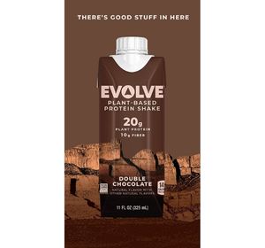 Evolve Plant Based Protein Shake, Double Chocolate, 20g Vegan Protein, Dairy Free, No Artificial Sweeteners, Non-GMO, 10g Fiber