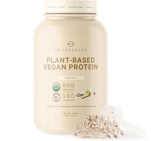 Sun Bay Organics Vanilla Vegan Protein Powder - 1.5 lb of New Vanilla Formula Plant Based Organic 21g Protein Blend Shake Mix - Soy, Dairy, and Gluten Free