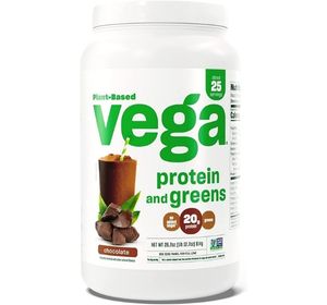 Vega Protein and Greens Vegan Protein Powder Chocolate (25 Servings) - 20g Plant Based Protein Plus Veggies, Vegan, Non GMO, Pea Protein for Women and Men, 1.8lb (Packaging May Vary)